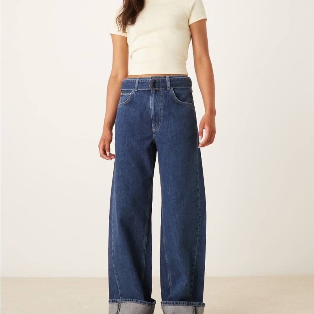 We The Free Wide-Leg High-Rise Jeans in Deep Indigo